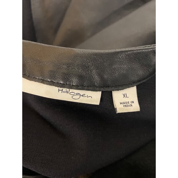 Halogen Womens Black Leather & Rayon Short Sleeve Top XL - Picture 4 of 4